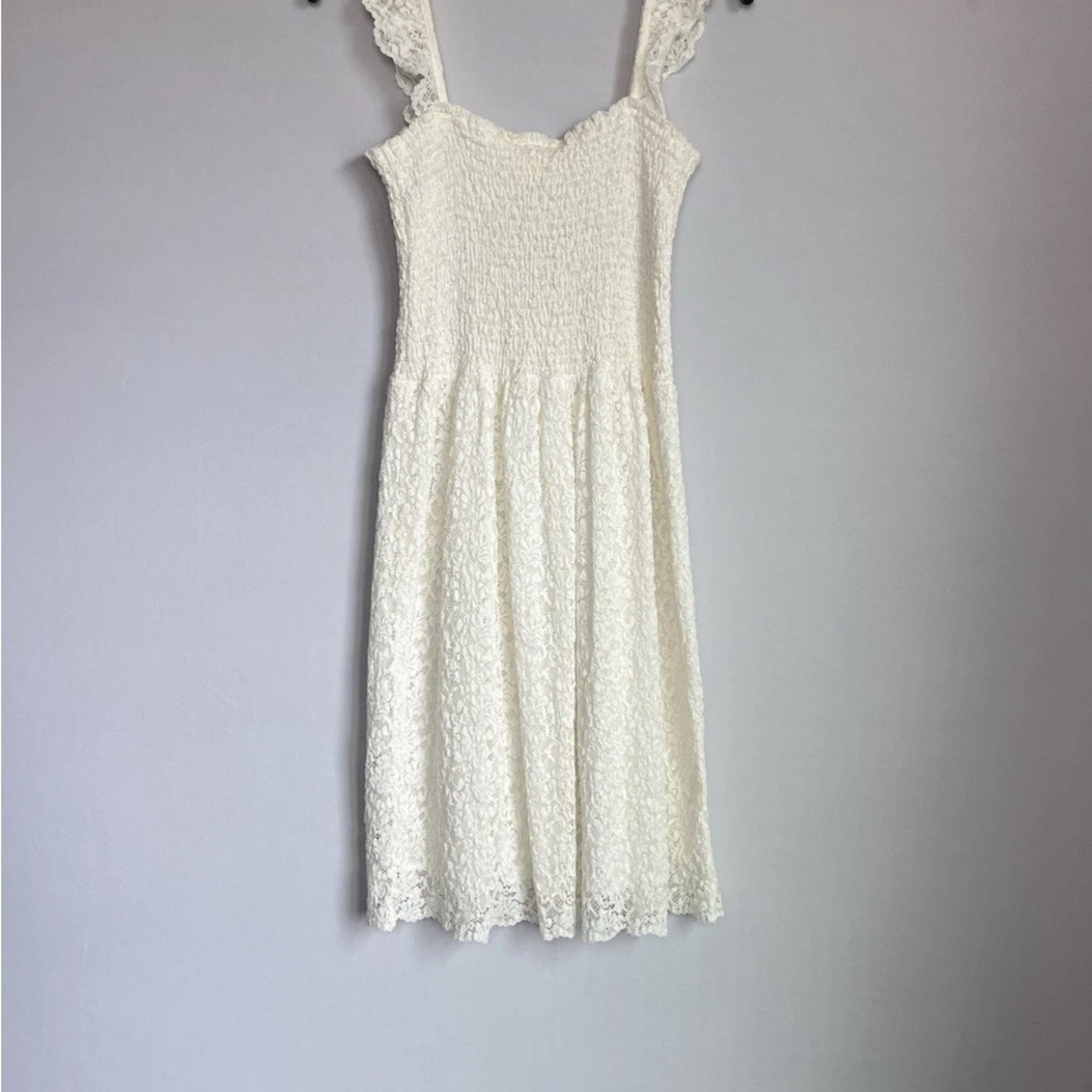 Maeve Anthropologie Dress Sz S Anastasia Cream Lace Ruffled Smock Whimsical READ - Picture 16 of 16